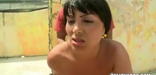  CULIONEROS - Sexy Latina with huge butt and boobs playing paintball